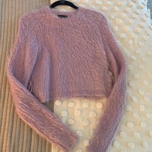 Cropped fuzzy sweater